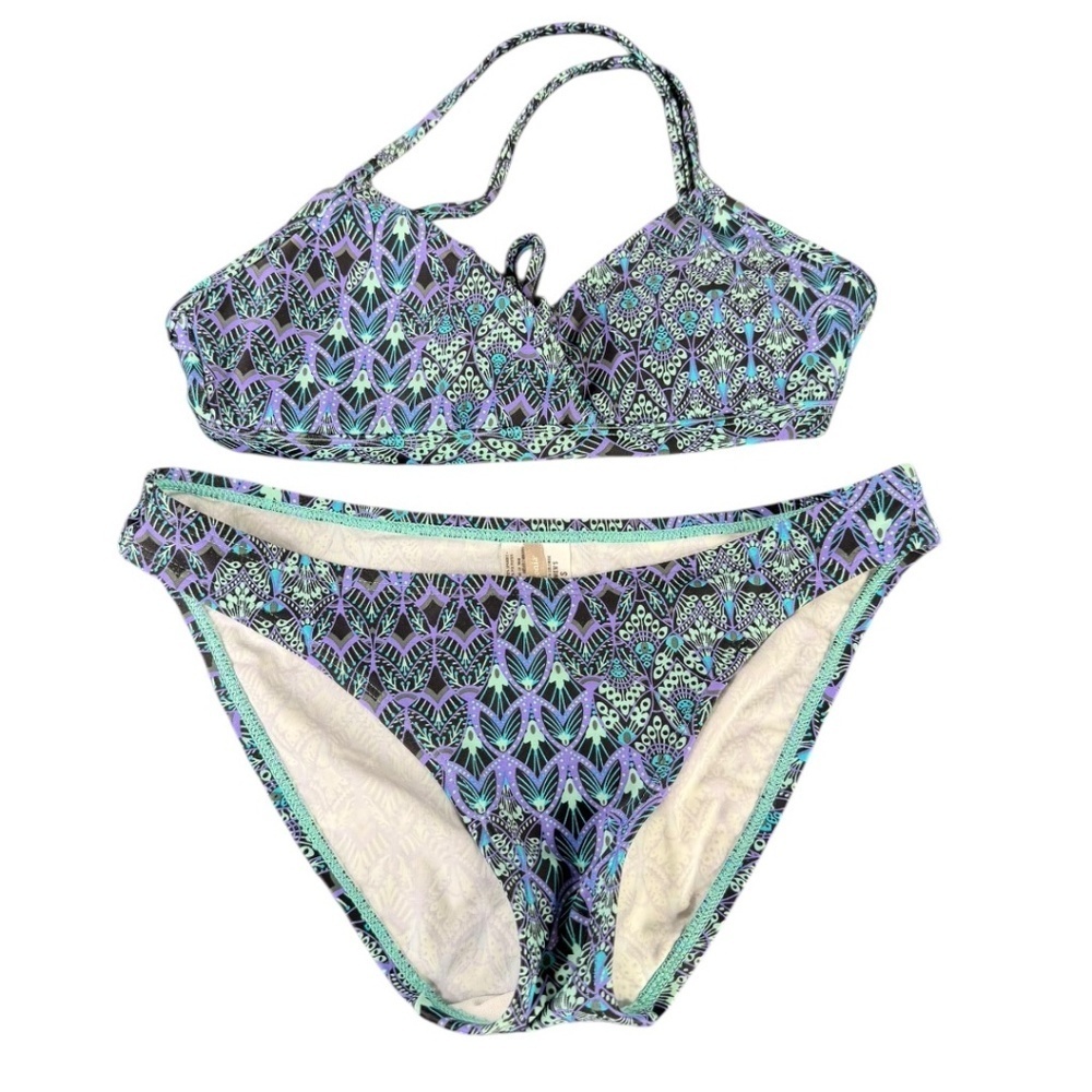 Patagonia Kupala Bikini Set Small Blue Purple Print Triangle Swim Suit